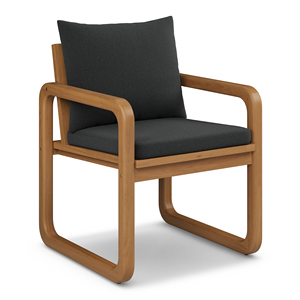 Chaise de salle à manger d'extérieur pour meubles Combinaison en bois de teck naturel avec coussin-Ghino - Product Image 1