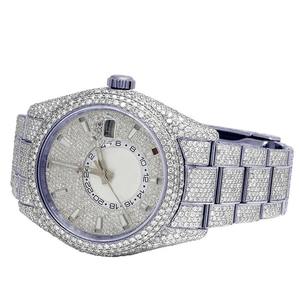 Haute sur demande VVS entièrement glacé montres mécaniques automatiques cadran diamant naturel clouté argent bande disponible à la vente - Product Image 4