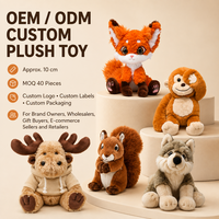 Peluche personnalisable de 10 cm sur le thème des animaux de la forêt : renard, cerf, écureuil – Jouet en peluche mignon, fabrication OEM/ODM, vente en gros, cadeau