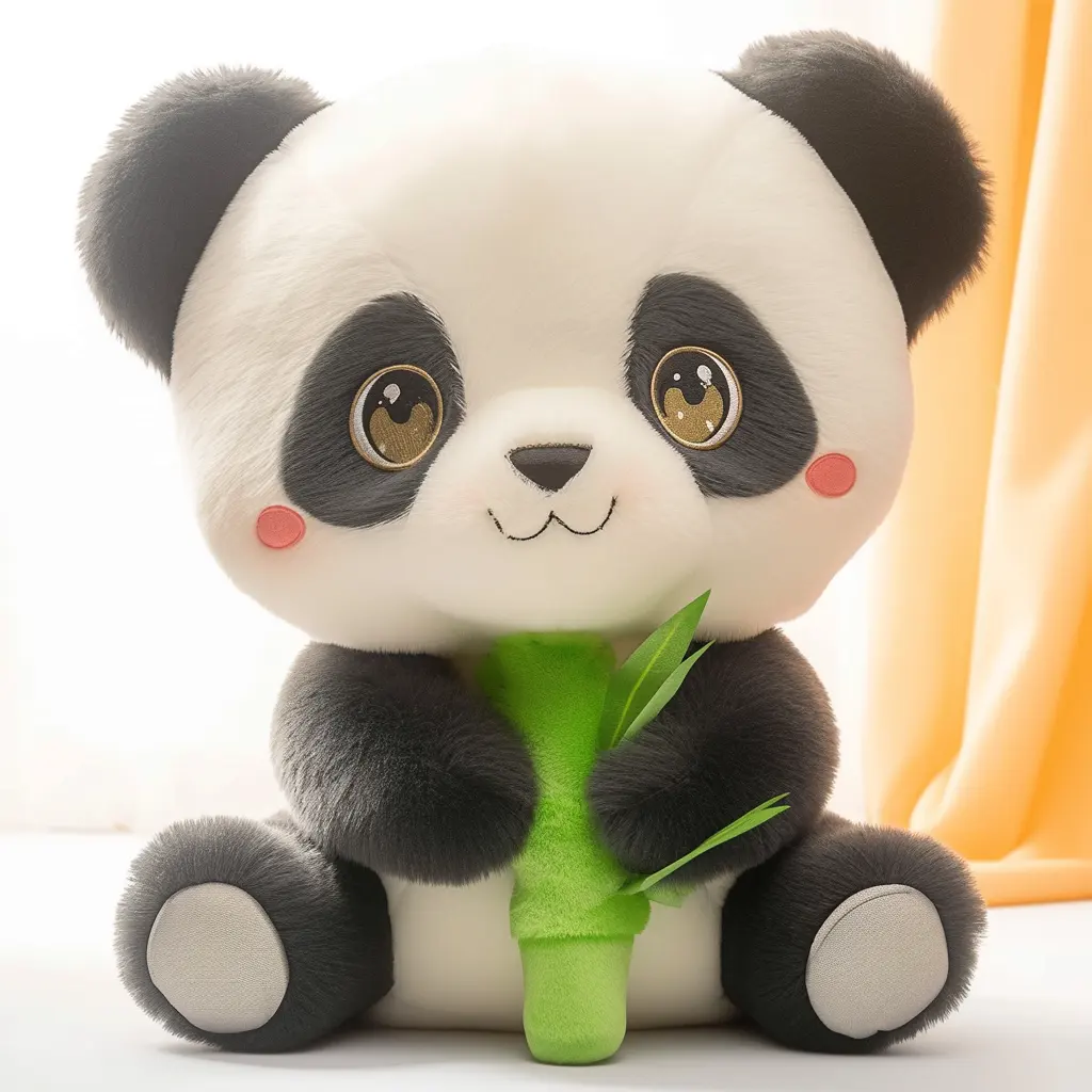 Super Zachte Kleine Schattige Panda Knuffels Panda Knuffel Met Bamboe