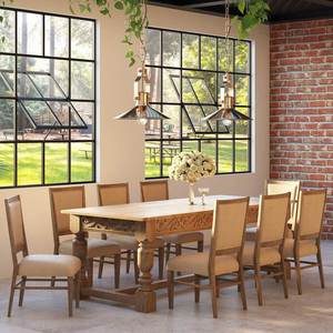 Juego de Comedor de Lujo de 9 Piezas, Madera de Teca Maciza Hecha a Mano, Diseño Moderno, Elegante Mesa con Patas Talladas, Muebles para el Hogar - Product Image 1