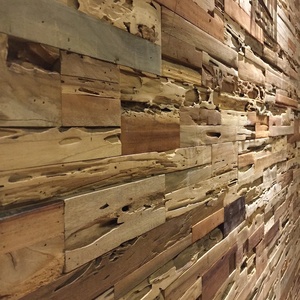 Revêtement en bois naturel vieilli, texture organique, insonorisant, design à emboîtement pour les intérieurs modernes écologiques, hôtels, villas - Product Image 4