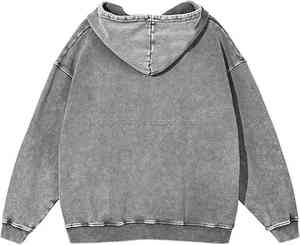 Sudadera con capucha de peso pesado Vintage para hombre, sudadera de algodón térmico de felpa de gran tamaño con cremallera, diseño bordado, Invierno sólido - Product Image 2