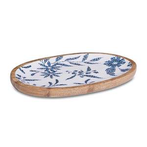 Rectangle de plateau de service en bois sculpté à la main antique de qualité supérieure personnalisé pour la cuisine à domicile et la table à manger. - Product Image 5