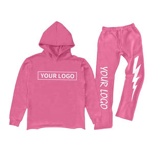 Gráfico transpirable 3D para Puff Print Flared Chándal Tallas grandes Streetwear Set Raw Hem Cut Edge Hoodie Flared Sweatpants para - Product Image 6