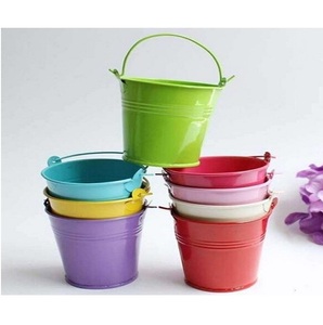 Jardinières de fleurs en seau en métal coloré avec poignées pour la maison jardin extérieur Pots de fleurs décoratifs et jardinières - Product Image 6