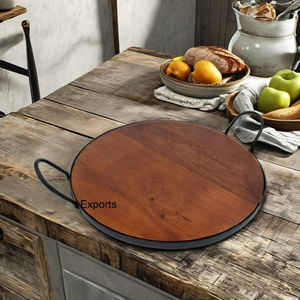 Plateau en bois rustique durable et élégant avec des poignées en métal élégantes pour le service de mariage et la décoration intérieure - Product Image 2