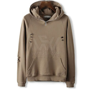 Léger nouveauté hommes en détresse sweats à capuche fabriqués en usine 100% coton respirant hommes en détresse sweats à capuche - Product Image 1