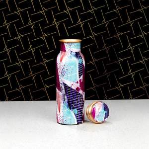 Botella de cobre impresa verde liso más vendida para beber y almacenar agua Botella de agua de cobre puro - Product Image 6