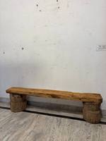Banc en bois japonais Wabi-Sabi, banc bas zen, siège en bois massif récupéré, plateforme minimaliste, décoration rustique, meubles