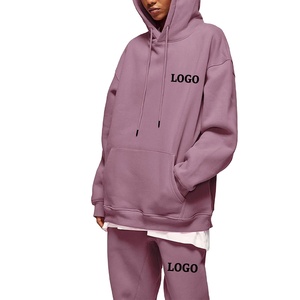 Nouveauté ensemble 2 pièces pour femmes survêtement en molleton de coton surdimensionné en gros comprenant un sweat-shirt pantalon de survêtement ensemble de survêtement de salon - Product Image 3