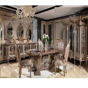 Ensemble de meubles de salle à manger moderne, Set de Table de salle à manger 6 places, noir, métallique, siège, canapé, ensemble de Table à manger, sculpté à la main, 10 pièces - Product Image 1