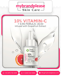 Soin de la peau 10% de vitamine C avec 0,5% d'acide férulique Sérum pour le visage antioxydant éclaircissant la peau - Product Image 3