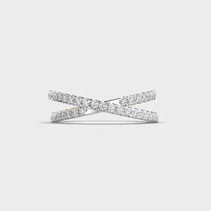 Anillo de Eternidad Geométrico de Oro Blanco con Diamantes, Engaste Pavé, Anillo de Boda Unisex de Lujo, Corte Brillante Redondo - Product Image 1
