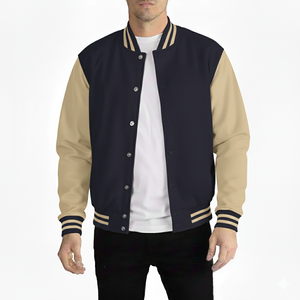 Chaqueta Varsity Personalizada para Hombre, Corte Regular, Cuello Alto, Logotipo Frontal, Tela de Forro Polar de Secado Rápido, Diseño Invernal, Servicio OEM - Product Image 1