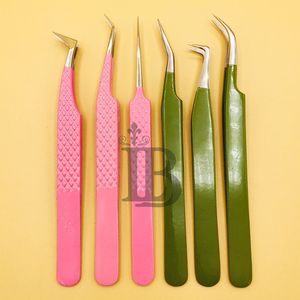 Pinces à cils roses, pinces à 45 degrés, pinces courbées en vison, pinces à volume, prise ferme, prise solide, logo offert - Product Image 5