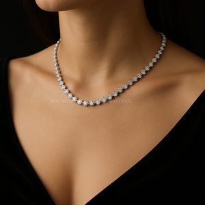 Cadena de Tenis de Diamantes Cultivados en Laboratorio de Alta Calidad, 2 mm, Oro Blanco de 10K, Certificación IGI, Claridad VVS, Collar Fino, el Más Vendido para Mujer - Product Image 1