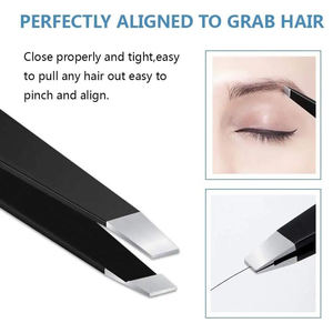 Juego de pinzas para cejas negras de acero inoxidable de alta calidad con tijeras y estuche de cuero Juego de herramientas para cejas - Product Image 4