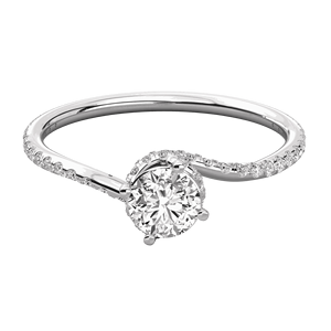 Bague solitaire à tige croisée en diamant rond - Product Image 6