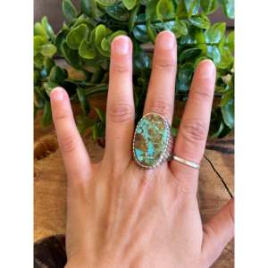 Ray Jack #8 <b>Turquoise</b> & Sterling Silver <b>Ring</b> Size 12.75-Natural Stone Bezel Set Pear Cut Fine Jewelry Gift - Product Image 2