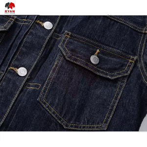 Ryan เสื้อแจ็กเก็ตผ้ายีนส์สีพื้นสำหรับผู้ชายเสื้อแจ็กเก็ตผ้ายีนส์แบบลำลองมีกระดุมปิดระบายอากาศสำหรับฤดูหนาวออกแบบได้ตามต้องการ - Product Image 5