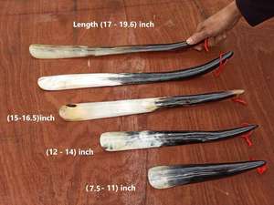 Cuerno de búfalo natural, calzador con logotipo personalizado vintage ecológico con mango largo/corto y diseño de agujero colgante, suministro de fábrica - Product Image 2