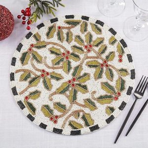 Handcrafted Round Glass Beaded <b>Placemats</b> for <b>Dining</b> <b>Table</b> Wedding Christmas & Family Gatherings for Parties & Decorations - Product Image 4