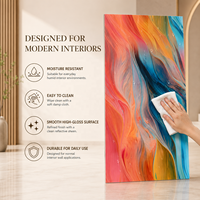 Panneau mural décoratif en PVC brillant MORLENX, motif marbre abstrait coloré, pour les intérieurs commerciaux modernes