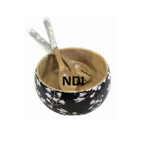 Decoración de mesa de madera de Acacia, cuenco para servir postres, servidor de ensalada de frutas frescas, cuenco de madera con acabado esmaltado - Product Image 1