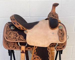 Sillín clásico Western Ranch Premium de cuero y cuerda listo - Product Image 2