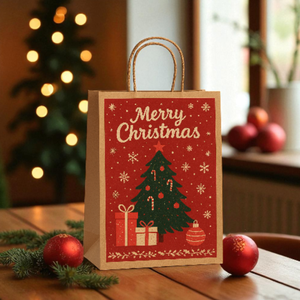 Bolsas de regalo de Navidad de papel Kraft ecológicas de lujo con embalaje promocional impreso personalizado para marcas - Product Image 4