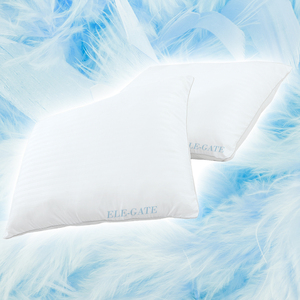 Set 2 Queen Size Modern Rectangular Pillows 50% Polyester 50% Cotton 50% <b>Memory</b> <b>Foam</b> Filling Medium Firmness Comfortable Neck - Product Image 3