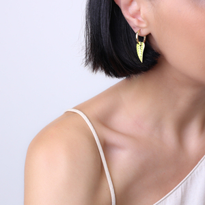 Pendientes de diseño de hoja de esmalte amarillo neón pendientes colgantes turco al por mayor joyería de plata de ley 925 - Product Image 3