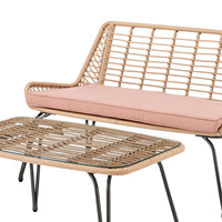 Canapé en osier de rotin extérieur de haute qualité chaises Table basse longue ensemble cour jardin piscine parc