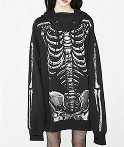 Sudadera con Capucha Larga de Punto para Mujer, Estilo Gótico, Bordado Frontal, Informal, OEM - Product Image 3