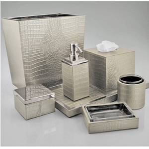 Conjunto de accesorios de baño de mosaico craquelado dorado y blanco, una colección única y decorativa con un acabado reflectante al por mayor - Product Image 6