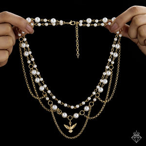 PRAO Conjunto de collar de perlas y pájaros antideslustre con pendientes - Product Image 3