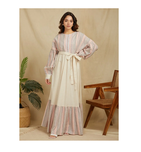 Haute qualité nouveau concepteur à la mode personnalisé solide décontracté femmes rayure pleine longueur robe à la fabrication en gros - Product Image 1