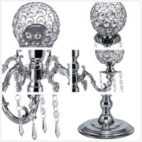 Candelabro Glamuroso de Aluminio de 5 Brazos con Elegantes Cristales para Bodas, Navidad, Decoración de Hogar de Lujo, Iluminación