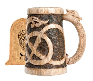 Taza de madera rústica hecha a mano con mango de madera cómodo para acampar al aire libre, senderismo y aventuras de viaje a bajo precio - Product Image 3
