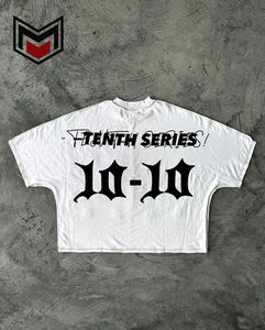 Ropa de calle Y2K de gran tamaño, camisetas recortadas de 2 paneles con ajuste cuadrado, camisetas con hombros caídos de algodón pesado con estampado gráfico personalizado para hombre - Product Image 2