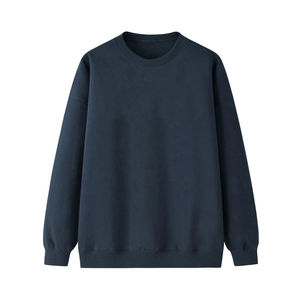 Sweat-shirt en coton à col ras du cou surdimensionné blanc uni avec impression de logo personnalisé pour hommes automne hiver sweats-shirts pour hommes sans capuche - Product Image 1