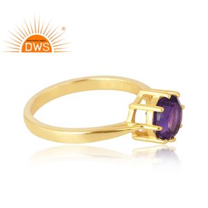 แหวนพลอยอเมทิสต์ธรรมชาติชุบทอง18K 925เงินสเตอร์ลิงสำหรับผู้ผลิตเครื่องประดับแบบละเอียด - Product Image 4
