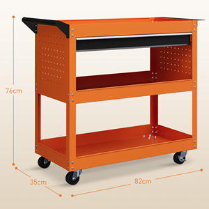 DURHAND-Carrito de herramientas con asa lateral, cajón y 3 estantes de acero, de 82 76 cm x 35x, color Naranja, para hombre y mujer - Product Image 3