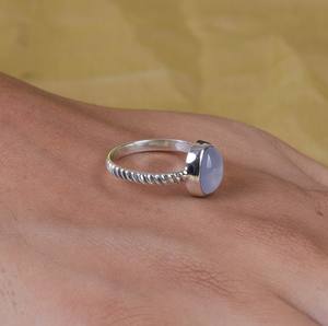 Anillo de plata esterlina 925 al por mayor con cabujones de Calcedonia increíble anillo de piedras preciosas ovaladas para Niñas para ocasiones de fiesta - Product Image 4