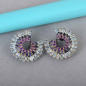 ขายส่งพลอยธรรมชาติสีฟ้าบุษราคัม iolite ต่างหู S925เงินสเตอร์ลิงหมั้นแต่งงานเครื่องประดับแฟชั่นสำหรับผู้หญิง - Product Image 4