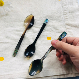 Black caviar tasting spoons dining <b>accessories</b> for <b>bars</b> restaurants hot pick handmade horn product - Product Image 6