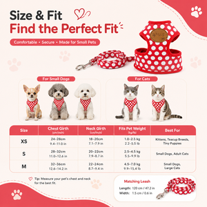 Conjunto de Paseo para Mascotas Pequeñas con Correa de Nailon y Poliéster Cómoda, con Estampado de Puntos y Broche Metálico, para <span class=keywords><strong>Chihuahua</strong></span>, Yorkie, Gatitos - Product Image 4