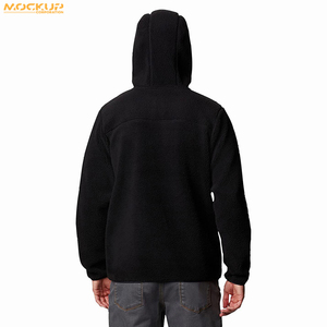 Sweats à capuche Sherpa noir pur demi-fermeture éclair à la mode confortable durable sweats à capuche Sherpa de haute qualité - Product Image 2