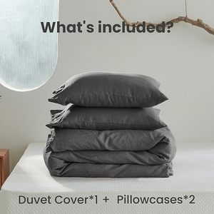 ชุดปลอกผ้านวมผ้าฝ้าย100% 3ชิ้นผ้าลินินสีธรรมชาติฝรั่งเศสผ้าปูที่นอนนุ่มระบายอากาศได้ดีมีกระดุมมะพร้าวสำหรับงานแต่งงานและโรงพยาบาล - Product Image 3